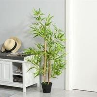Set of 2 120cm/4FT Artificial Bamboo Tree Decorative Plant w/ Pot Indoor Outdoor
