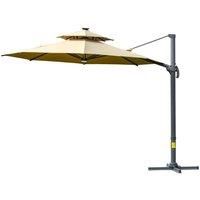 3(m) 360° Rotate Cantilever Parasol with Solar Lights Power Bank 2-Tier Shade