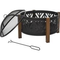 Outsunny 2-in-1 Outdoor Fire Pit Bowl with BBQ Grill Grate 30" Steel Heater with Spark Screen Cover, Fire Poker for Backyard Bonfire Outdoor Cooking