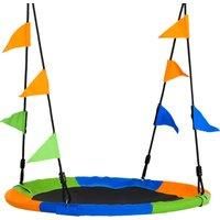 Outsunny Saucer Tree Kids Swing Set with Adjustable Rope Waterproof Seat Steel Frame Backyard