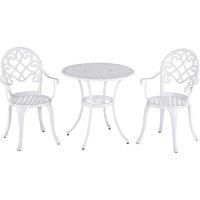 Outsunny 3PCs Garden Table Set Bistro Set Round Table and 2 Chairs for Outdoor Indoor Patio Balcony Aluminium