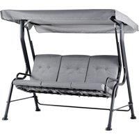 Outsunny 3 Seater Outdoor Garden Swing Chairs Thick Padded Seat Hammock Canopy Porch Patio Bench Bed - Grey