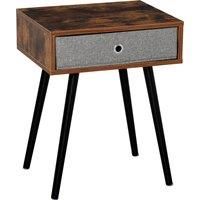 HOMCOM Side Table, Nightstand, End Table with Removable Fabric Drawer, Retro Style Accent Furniture with Wooden Legs, Rustic Brown and Black