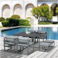 Outsunny 9PCs Patio Dining Sets 4 Chairs 4 Ottoman Cushioned Seating and Back