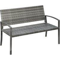 Rattan Loveseat Wicker 2 Seater Chair with Armrests for Garden Outdoor Grey