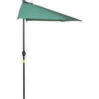 Outsunny 3(m) Half Parasol Semi Round Umbrella Patio Metal Frame Crank Handle for Balcony-- NO BASE INCLUDED, Green
