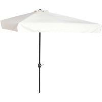Outsunny 2.3m Half Parasol Semi Round Umbrella Patio Metal Frame Crank Handle for Balcony-- NO BASE INCLUDED, Cream White