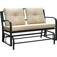 Garden Porch Glider Swing Loveseat Lounge Chair for 2 People w/Cushion