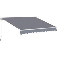 Outsunny 3 x 2.5m Garden Patio Manual Awning Retractable Canopy Sun Shade Shelter with Fittings and Crank Handle Grey