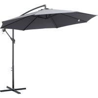 3(m) Garden Banana Parasol Cantilever Umbrella w/ Crank Handle & Cross Base Grey