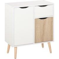 HOMCOM Floor Cabinet Storage Cupboard Sideboard with Drawer for Bedroom, Living Room, Entryway, Natural