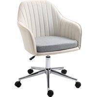 Leisure Office Chair Linen Swivel Computer Desk Chair Study w/ Wheel, Beige