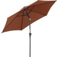 Outsunny 2.7M Patio Tilt Umbrella Sun Parasol Outdoor Garden Sun Shade Aluminium Frame with Crank£Coffee£