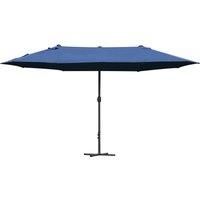 Outsunny 4.6m Garden Parasol Double-Sided Sun Umbrella Patio Market Shelter Canopy Shade Outdoor with Cross Base Blue