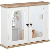 kleankin Bathroom Mirror Cabinet Wall Mounted Storage Cupboard with Double Door and Adjustable Shelf, White