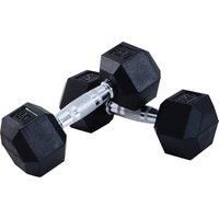 HOMCOM Hex Dumbbells Set Rubber Dumbbells Weight Lifting Equipment Fitness Home Gym