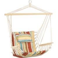 Outsunny Hanging Hammock Chair Swing Chair Thick Rope Frame Safe Wide Seat Indoor Outdoor Home, Patio, Yard, Garde Spot Stylish MultiColor Stripe