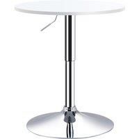 HOMCOM Bar Table £60cm Adjustable Height Round Bistro Table w/ Swivel Top Metal Frame Counter Surface Stylish Kitchen Conservatory White