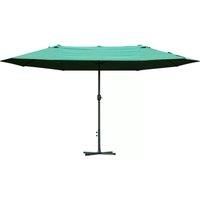 Outsunny 4.6m Garden Parasol Double-Sided Sun Umbrella Patio Market Shelter Canopy Shade Outdoor Dark Green