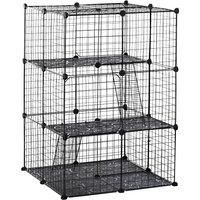 Pet Playpen DIY Small Animal Cage Enclosure Metal Wire Fence 39 Panels with 3 Doors 2 Ramps for Kitten Bunny Chinchilla Pet Mink Black by PawHut