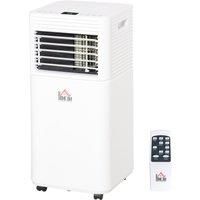 HOMCOM 7000 BTU 4-In-1 Compact Portable Mobile Air Conditioner Unit Cooling Dehumidifying Ventilating w/ Fan Remote LED 24 Hr Timer Auto Shut Down
