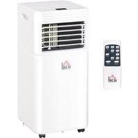 HOMCOM 9000 BTU 4-In-1 Compact Portable Mobile Air Conditioner Unit Cooling Dehumidifying Ventilating w/ Fan Remote LED 24Hr Timer Auto Shut-Down