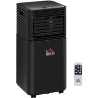 HOMCOM 5000 BTU 4-In-1 Compact Portable Mobile Air Conditioner Unit Cooling Dehumidifying Ventilating w/ Fan Remote LED 24hTimer Auto Shut-Down Black