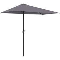 Outsunny Balcony Half Parasol Semi Round Umbrella Patio Crank Handle (2.3m, Grey)- NO BASE INCLUDED