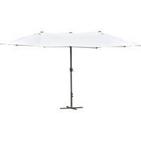 Outsunny 4.6m Garden Parasol Double-Sided Sun Umbrella Patio Market Shelter Canopy Shade Outdoor with Cross Base Off White