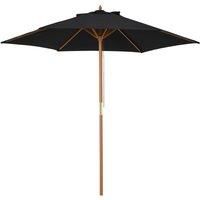 Outsunny 2.5m Wood Garden Parasol Sun Shade Patio Outdoor Wooden Umbrella Canopy Black