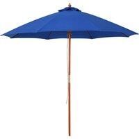 Outsunny 2.5m Wood Garden Parasol Sun Shade Patio Outdoor Market Umbrella Canopy with Top Vent, Blue