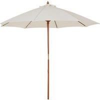 Outsunny 2.5m Wood Garden Parasol Sun Shade Patio Outdoor Market Umbrella Canopy with Top Vent, Cream White