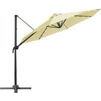 Outsunny 3 meter Patio Offset Roma Parasol Garden Umbrella Cantilever Hanging Sun Shade Canopy Shelter 360 Rotation with Cross Base, Beige