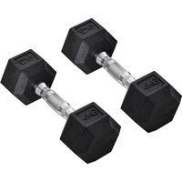 HOMCOM 2x4kg Rubber Dumbbell Sports Hex Weights Sets Home Gym Fitness Hexagonal Dumbbells Kit Weight Lifting Exercise