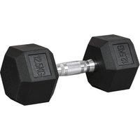 HOMCOM 12.5KG Single Rubber Hex Dumbbell Portable Hand Weights Dumbbell Home Gym Workout Fitness Hand Dumbbell
