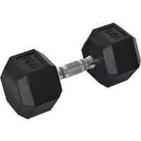 HOMCOM 15KG Single Rubber Hex Dumbbell Portable Hand Weights Dumbbell Home Gym Workout Fitness Hand Dumbbell