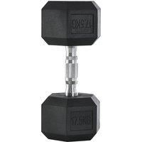 HOMCOM 17.5KG Single Rubber Hex Dumbbell Portable Hand Weights Dumbbell Home Gym Workout Fitness Hand Dumbbell