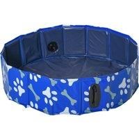 PawHut Dog Swimming Pool Foldable Pet Bathing Shower Tub Padding Pool Dog Cat Puppy Washer Indoor/Outdoor F80 20H cm XS Sized