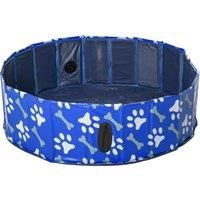 PawHut Dog Swimming Pool Foldable Pet Bathing Shower Tub Padding Pool Dog Cat Puppy Washer Indoor/Outdoor F100 30H cm S Sized