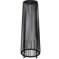 Outsunny Patio Garden Solar Powered Lights Woven Resin Wicker Lantern Auto On/Off for Porch, Yard, Lawn, Courtyard, Black