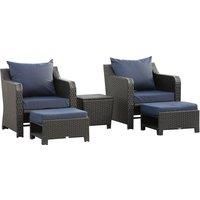 5pcs Outdoor Rattan Furniture Sofa Set w/ Storage Function Side Table & Ottoman
