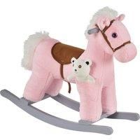 HOMCOM Kids Plush Ride-On Rocking Horse Toy Rocker with Plush Toy Realistic Sounds for Child 18-36 Months Pink