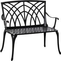 2-Seater Cast Aluminium Garden Bench Decorative Patio Loveseat Ergonomic Armrest