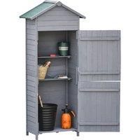 Outsunny Garden Shed Wooden Shed Timber Garden Storage Shed Outdoor Sheds w/ Tilted-felt Roof and Lockable Doors, 189cm x 82cm x 49cm, Grey