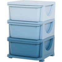 HOMCOM Kids Storage Units with Drawers 3 Tier Chest Vertical Dresser Tower Toy Organizer for Nursery Playroom Kindergarten Blue