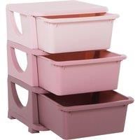 HOMCOM Kids Storage Units with Drawers 3 Tier Chest Vertical Dresser Tower Toy Organizer for Nursery Playroom Kindergarten Pink