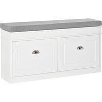 Shoe Storage Bench with Seat Cushion Cabinet Organizer with 2 Drawers White