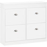 Shoe Cabinet with 4 Flip Drawers Storage Cupboard with Adjustable Shelf White