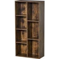 HOMCOM Bookcase Industrial Bookshelf Free Standing Display Cabinet Cube Storage Unit for Home Office Living Room Study Rustic Brown