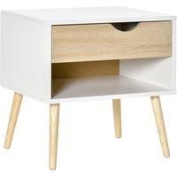HOMCOM Bedside Table with Drawer and Shelf, Modern Nightstand, End Table for Bedroom, Living Room